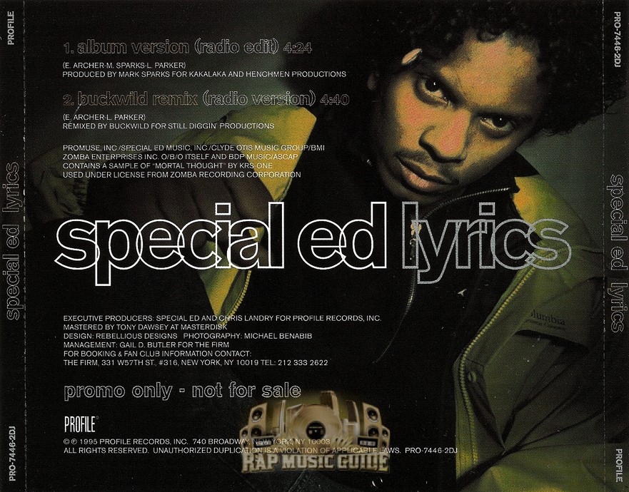 Special Ed - Lyrics: Promo, Single. CD | Rap Music Guide